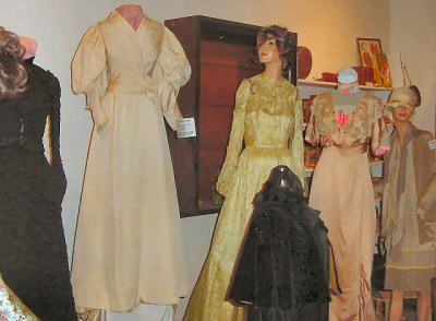 Clothing on display at Oregon Area Historical Society