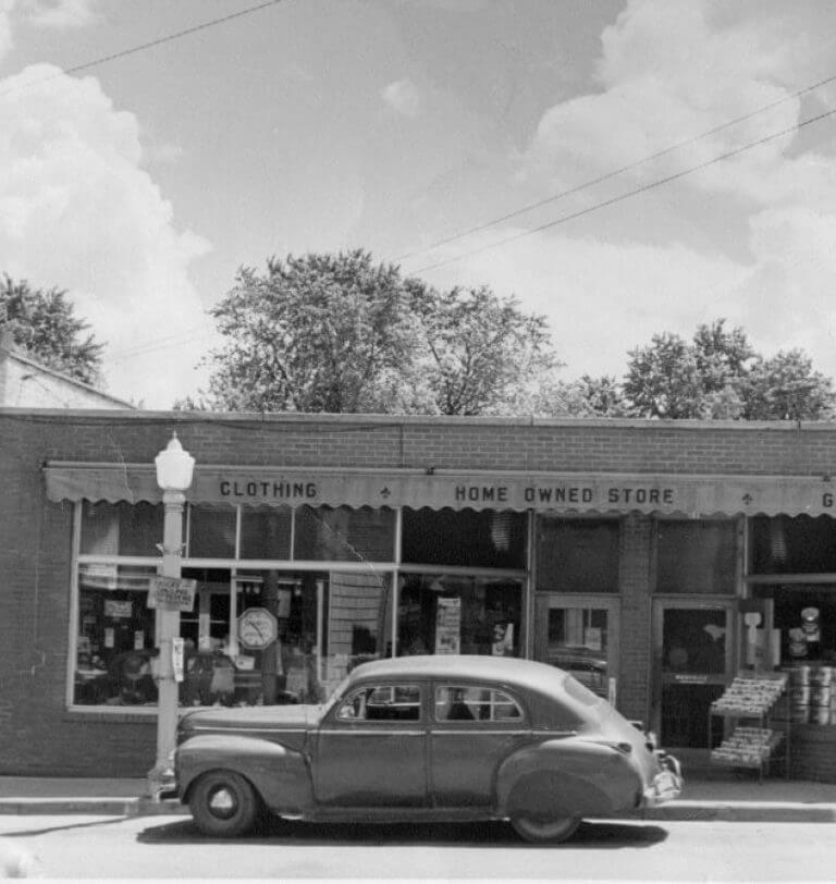 Car in front of store